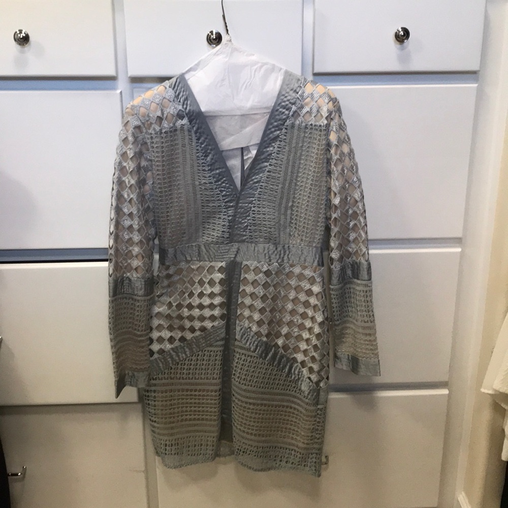 Long sleeve silver dress